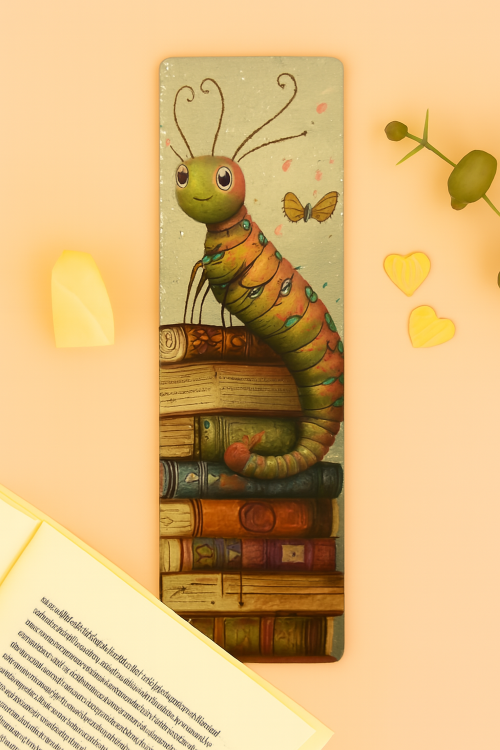 Cute Bookworm Bookmark