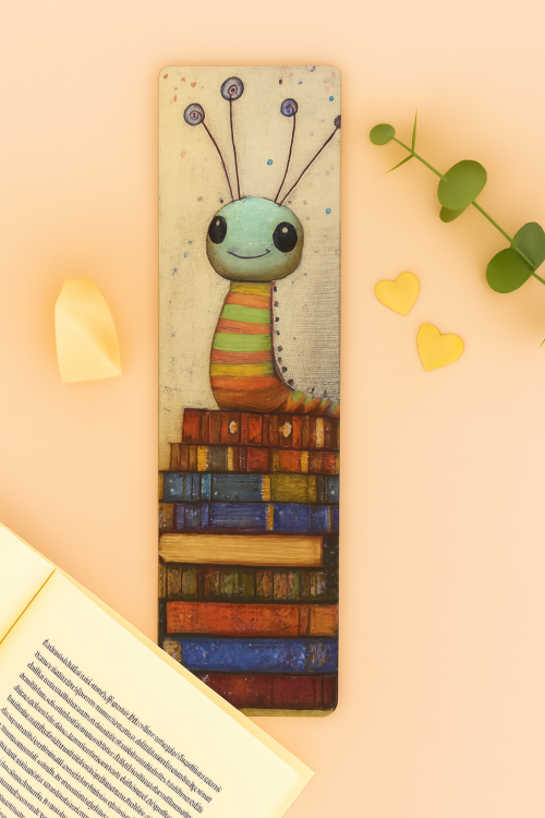 Cute Bookworm Bookmark