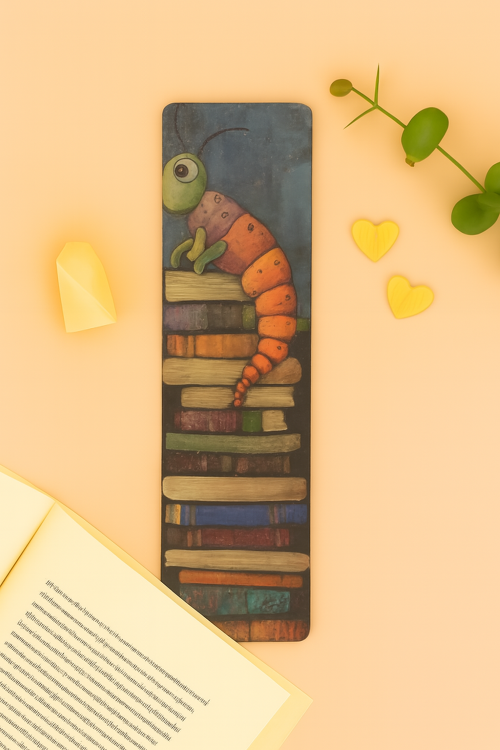Cute Bookworm Bookmark