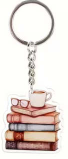 Floral Book Key Chain